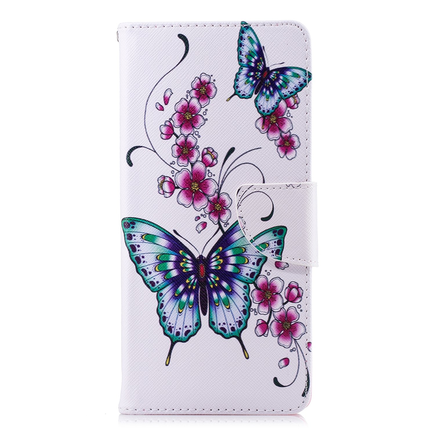 Thoankj A02S Phone Case, Flip Shockproof PU Leather Wallet Cases with Stand Magnetic Card Holder Gel TPU Silicone Bumper Folio Slim Protective Phone Cover for Samsung Galaxy A02S Butterfly