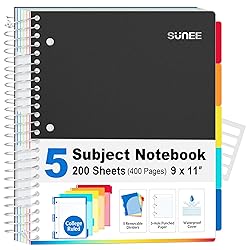 SUNEE 5 Subject Notebook College Ruled - 400