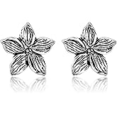 AeraVida Tropical Chic Blooming Azalea Flower Stud Earrings | .925 Sterling Silver Elegant Floral Jewelry for Women | Stylish and Nature-Inspired Design
