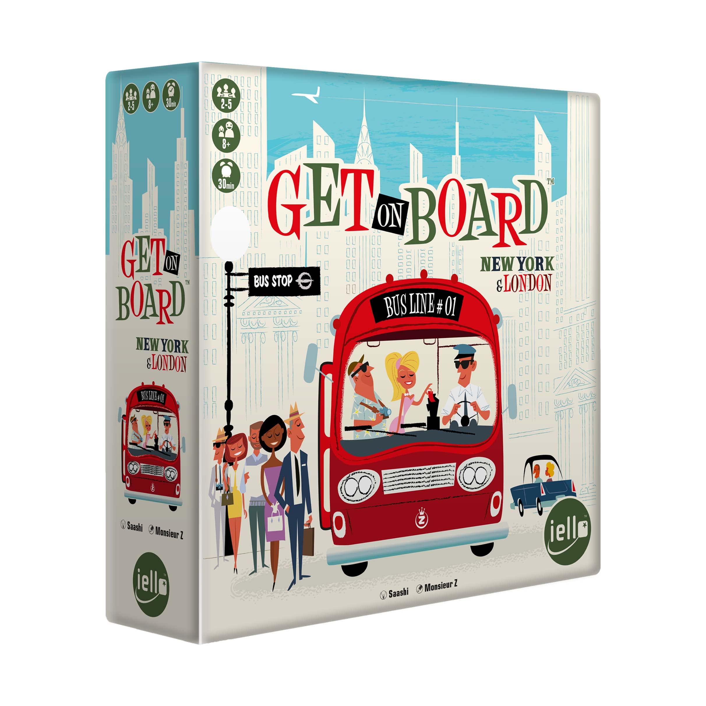 IELLO | Get on Board | Board Game | Ages 8+ | 2-5 Players | 30 Minutes Playing Time, Multicolor,CSGGETBOARD