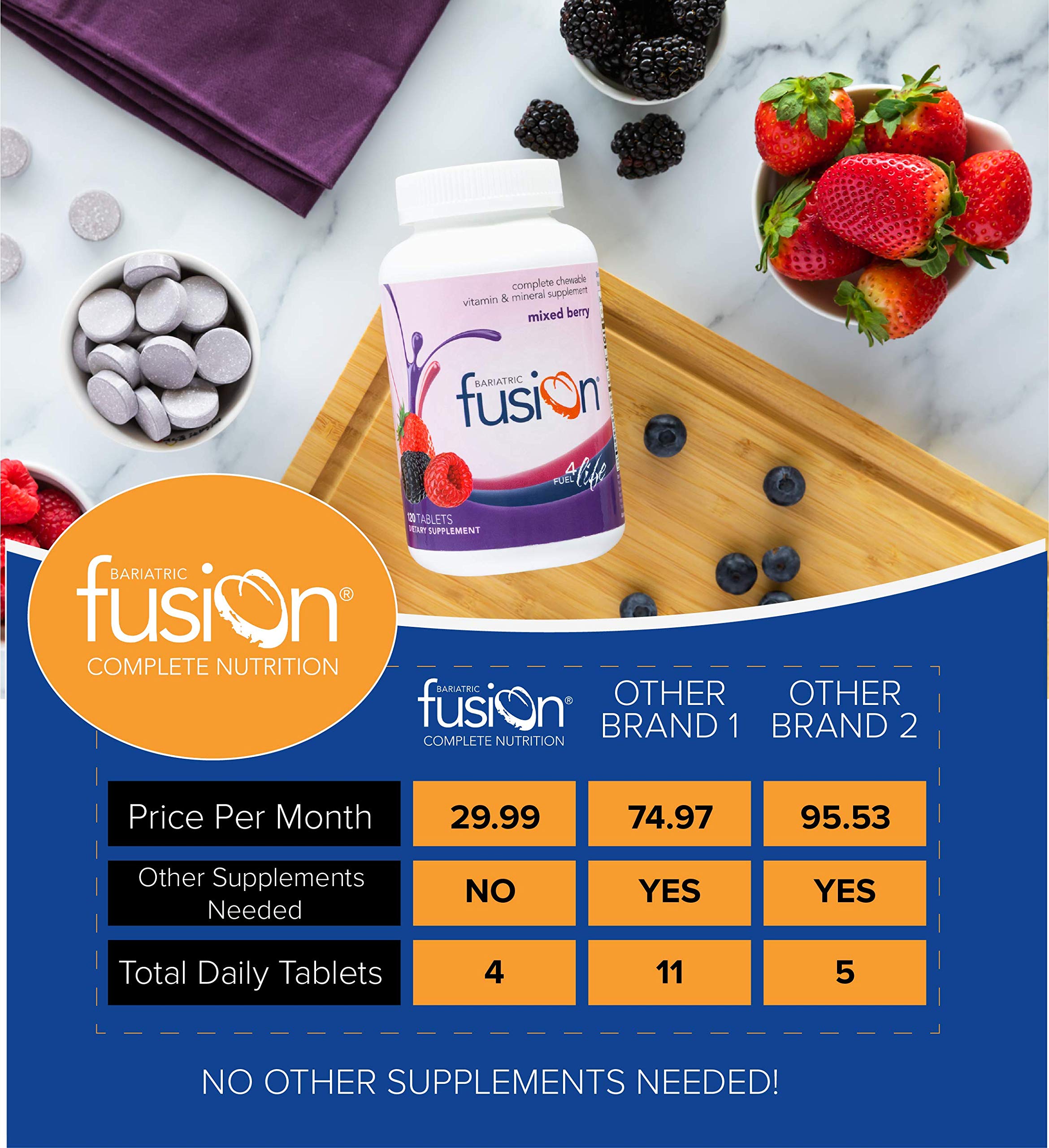 Bariatric Fusion Mixed Berry Complete Chewable Bariatric Multivitamin