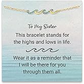 STORYJEWELLERY Sister Gifts, Sister Bracelet, Birthday Valentines Day Gifts for Sisters, Wave Bracelet, Cross Bracelets, Christian Jewelry