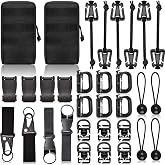 Molle Backpack Attachments Kit of 28 Accessories, D-Ring Grimloc Locking Gear Clip Web Dominator Elastic Strings Strap