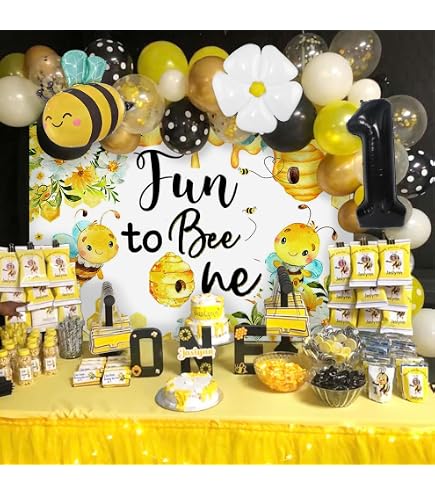 Bee 1st Birthday Party Decorations – Banner, Cake Toppers, Balloons & Garland Set - View #7