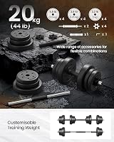 SONGMICS 2-in-1 Dumbbells Set 20 kg Adjustable With Barbell Bar Ink Black view 5