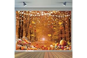 CYLYH 7x5ft Fall Photography Backdrop Autumn Maple Forest Leaves Pumpkin Party Background Thanksgiving Party Supplies Farm Harvest Event Banner Thanksgiving Photo Booth Props