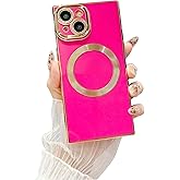 Owncase Magnetic for iPhone 15 Case, (Compatible with MagSafe) (Full Camera Lens Protection) (Reinforced Corners) Shockproof Soft TPU Electroplate Edge Bumper Case for Women, Hot Pink
