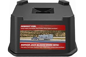 Rophor Trailer Jack Block, New Version RV Camper Blocks for Travel Trailer 5th Wheels and More, Up to 15,000 lbs, Use for Any Tongue Jack, Post, Foot, 5th Hydraulic Scissor Stabilizer