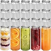 Vtsmax 100-Pack Plastic Juice Bottles with Caps Empty Soda Cans with Aluminum Lids for Smothies, Boba, Beer &ndash; Only Compatible with Can Sealers (16.9oz/500ml)