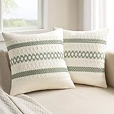 MIULEE Set of 2 Sage Green Boho Decorative Pillow Covers 20x20 Inch Farmhouse Rustic Couch Throw Pillows Modern Summer Cotton Cushion Covers Retro Cute Macrame Woven Spring Decor for Bed Sofa Chair