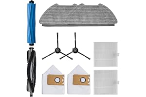 AIRROBO Accessories Replacement Parts for T25+,T30+ Robot Vacuum, 1 Roller Brush, 1 Rubber Main Brush, 2 Hepa Filters, 2 Mop Pads, 2 Dust bag, 2 Side Brushes, 10 Pack