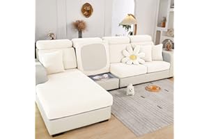 SHOWYLIVE 2024 New Wear-Resistant Universal Sofa Cover, Stretch Couch Cushion Slipcovers Replacement, Anti-Slip L Shape Sofa Covers, Chaise Lounge Sofa Slipcover (Weave White,Large Triple Seat Cover)