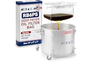 MirOil RB6PS EZ Flow Deep Fryer Oil Filter Bag – Reusable Grease Strainer to Extend Oil Life & Maintain Food Quality – Handle