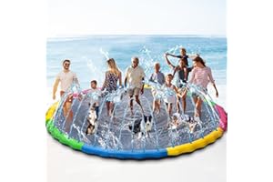 CONDERYANG 16 ft Giant Inflatable Splash Pad Extra Large 192" 2025 Update Non Slip Pad for Adults Large Dogs Pets Giant Thicken Sprinkler Pool Summer Outdoor Fun Backyard Fountain Play Mat (Cute Style)