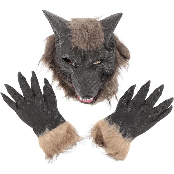 Grey Werewolf Maske Standard – Overhead-Maske Mit Pelzbesatz