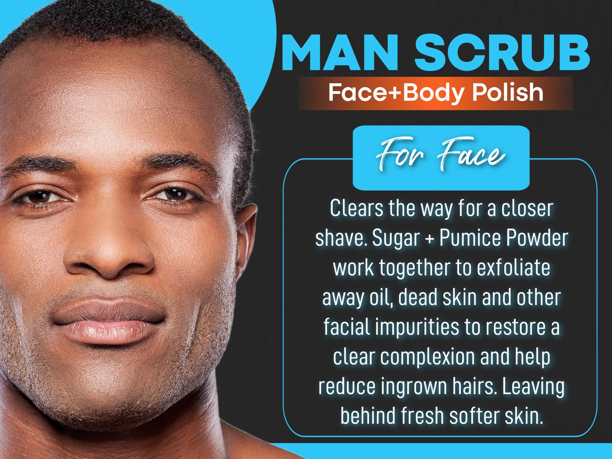 Joli Noir Face Scrub For Men - Fight Acne, Detox & Exfoliate Rough, Dull Skin - Exfoliating Face Polish Sugar Scrub With Activated Charcoal