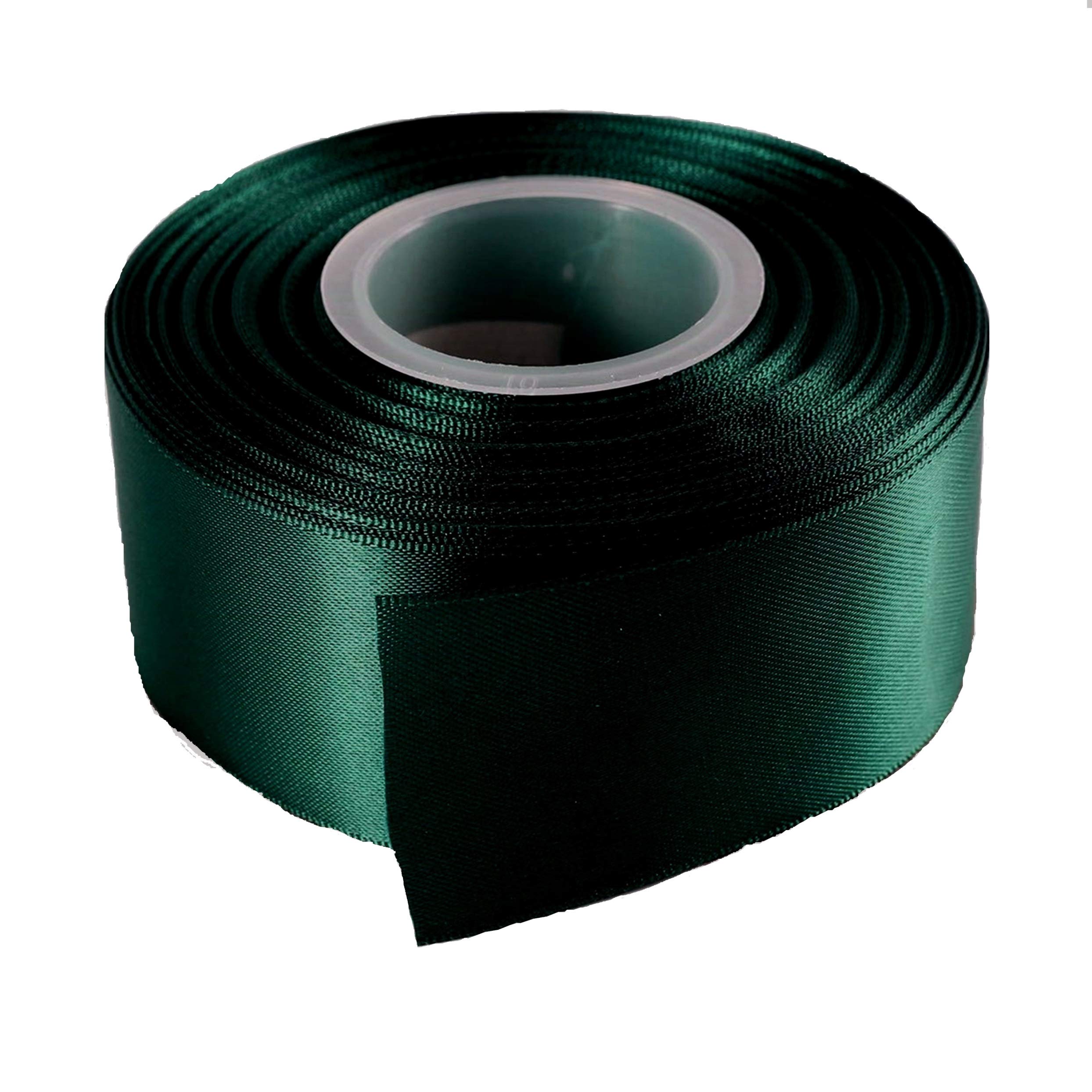 Dark Green Satin Ribbon Double Sided 50mm (2 Inch) 22 Metrs for Wedding, Gift Wrap, Bow Making, Sew, Party, Decoration, Wedding Christmas Crafts, Bows, DIY, Bouquets, Easter