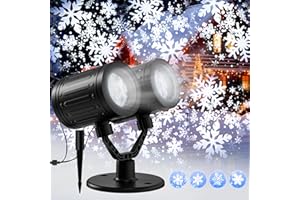 FIMEI Christmas Projector Lights Outdoor, 2024 Double-Head Rotating LED Snowflakes Projector, Waterproof Christmas Decoration Lights for Indoor Outdoor Garden Patio Party Holiday Landscape