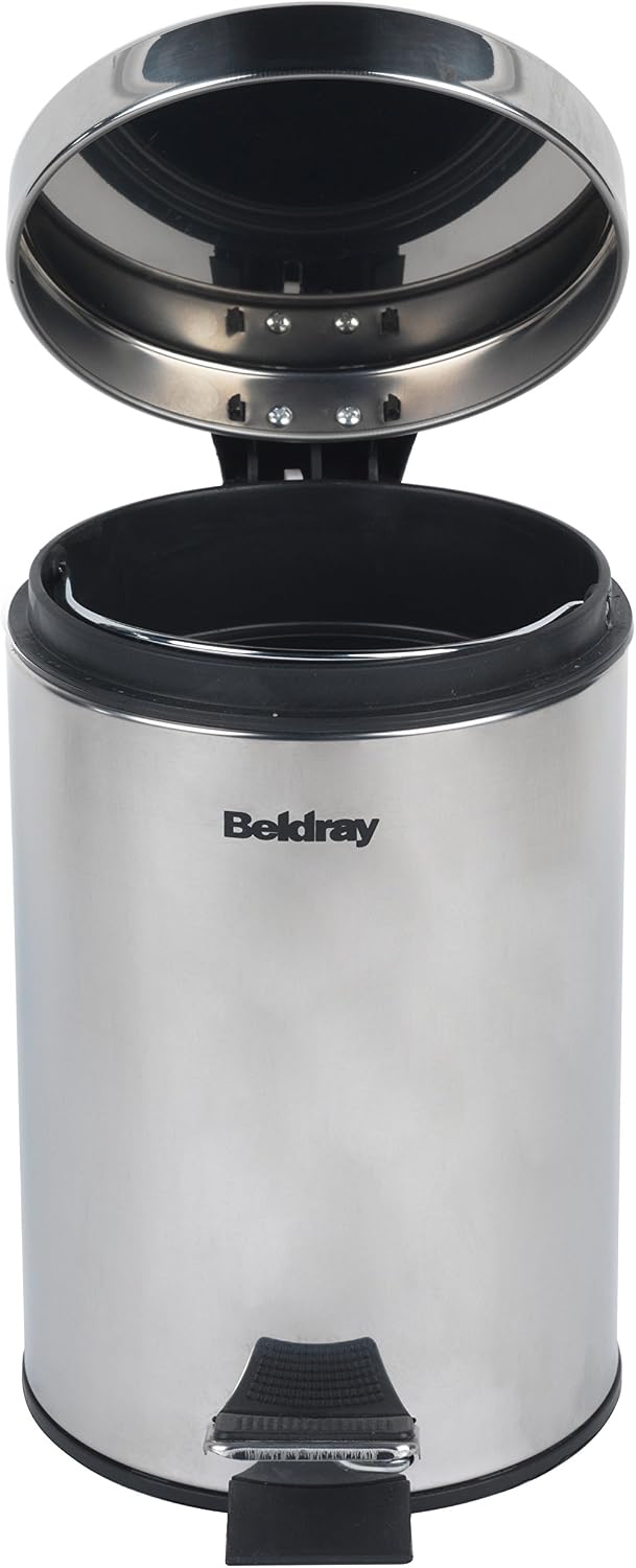 Beldray LA038098SS Bathroom Pedal Bin, Small Round Stainless Steel Sanitary Waste Bin for Bedroom Office, Kitchen, Toilet - Image 4