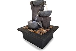 DANNER MANUFACTURING 03801 Aura Meditation Fountain with 3 Tiered LED Waterfall