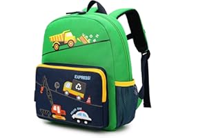 willikiva Car Dinosaur Kids Toddler Backpack for Boys and Girls Children Waterproof Preschool Bag(Green Bus)