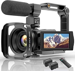 Videokamera 4K WiFi Full Hd Video Camcorder mit Mikrofon YouTube Vlogging Digitalkamera,IR Nacht 48MP16X Digital Zoom 3,0 Zoll 270 ° Drehbarer Touchscreen Kamerarecorder mit Fernbedienung.