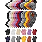 JaGely Kids Winter Hat Gloves Scarf Set Knit Pom Beanie Gloves Scarves Winter Warm Set for 5-10 Boys Girls Cold Weather