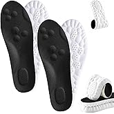 4D Cloud Insoles for Men Women, Memory Foam Boot Insoles, Comfortable and Breathable Massage Cushion Shoe Inserts with Arch Support, Trim to Fit All Shoe Types(2Pair-Black, Men 9-10/Women 11-12)