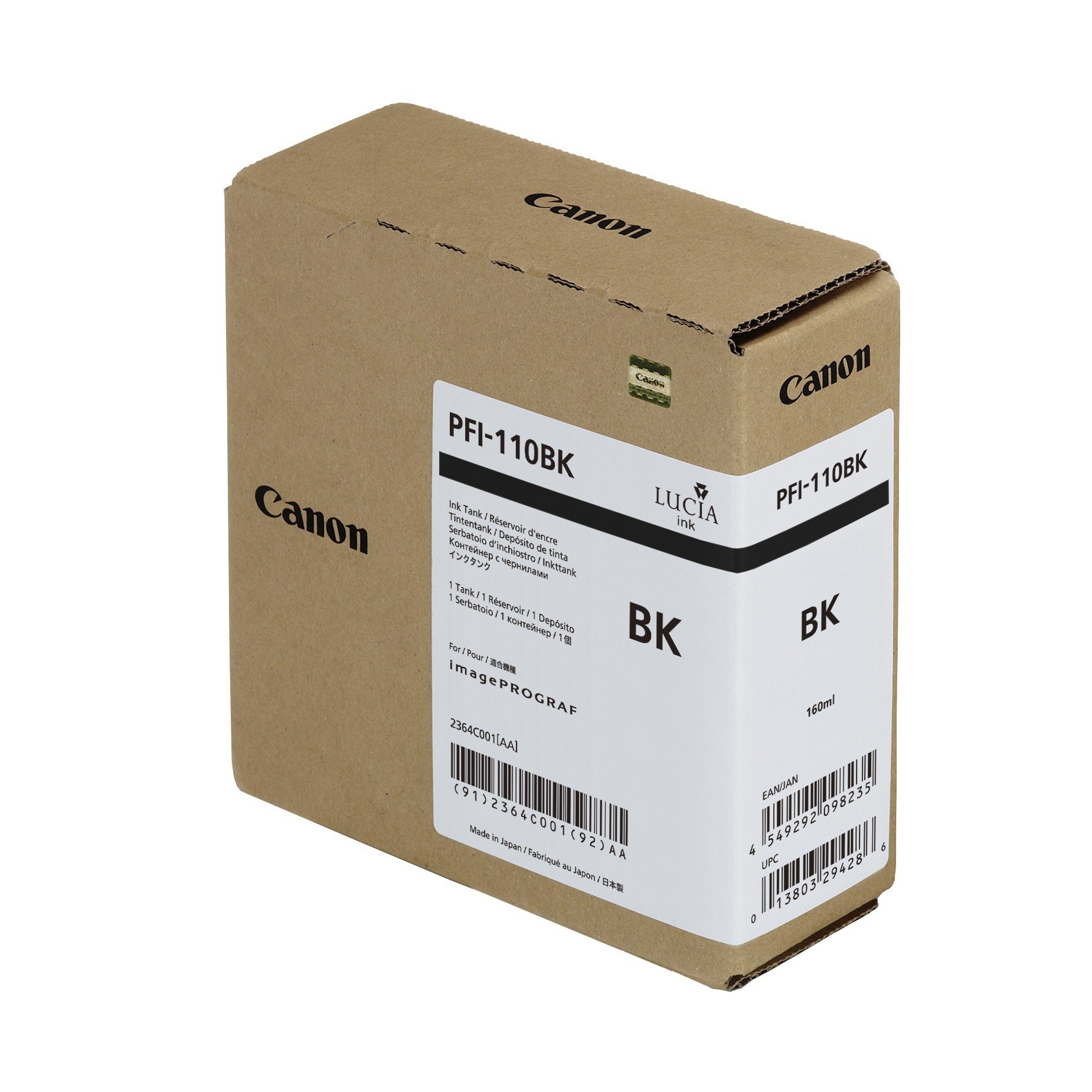 Canon PFI110BK 2364C001 Ink 160 ml Suitable for IPF2000 Black