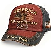 PMSFBOYP U.S. 250th Anniversary Baseball Cap Adjustable America 250 Anniversary USA Hat Patriotic Veterans Hats
