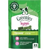 Greenies Puppy Teenie Natural Dental Dog Treats, Original Flavor, 22 Count | Vet-recommended, clinically-proven, for puppies 6 months+, cleans to gumline, DHA &amp; calcium, puppy dog treats, dogs 5-15 lbs