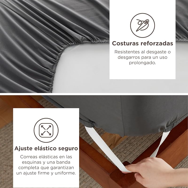 Juego de sabanas 90x190 cm - 3 Piezas, Altura 30cm, Gris