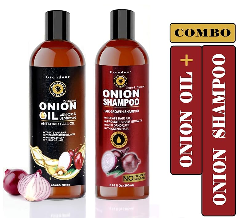 Grandeur Onion Oil for Hair And Onion Shampoo For Hair Growth With Red onion Extract And