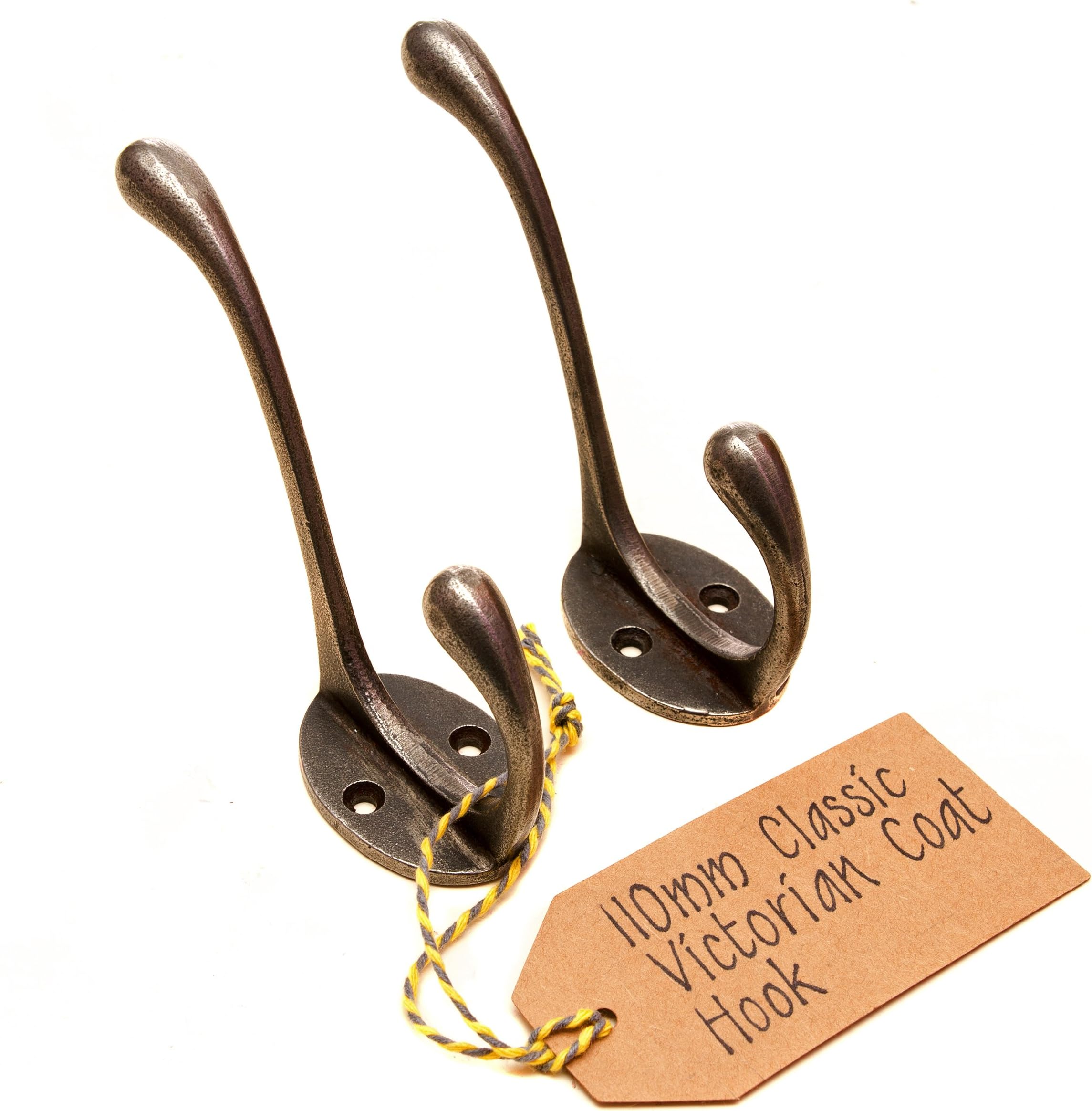 110mm Classic Cast Antique Iron VICTORIAN Coat Hook - Pack of 2 (AIVCH110)