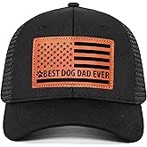 Dog Dad Gifts for Men – Best Dog Dad Gifts Idea for Husband - Funny and Meaningful, Comfortable Baseball Cap Men Love - Dogfather Gift w Premium Leather Patch and American Flag Design Black