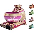 Tibetan Singing Bowl Set - Easy To Play for Beginners - Authentic Handcrafted Mindfulness Meditation Holistic Sound 7 Chakra Healing Gift by Himalayan Bazaar (Orchid)