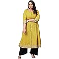 Yash Gallery Women's Valentine Day Gift Cotton Slub Checks Print Anarkali Kurta