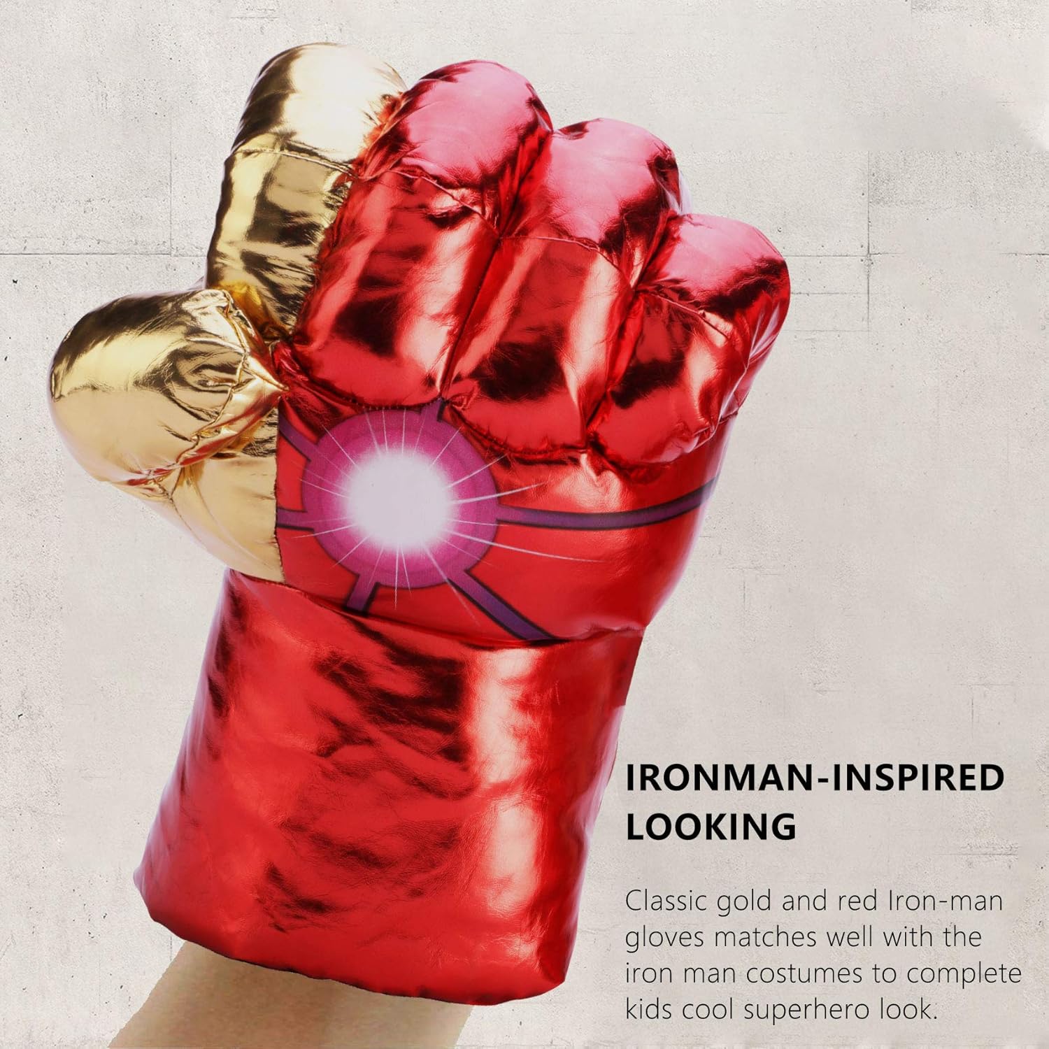 Toydaze Iron Man Hands Ironman Gloves for Kids, Iron Man Fists Soft Plush Stuffed Toys, Accessories to Iron Man Costume, Helmet, Mask, 1 Pair: Toys & Games