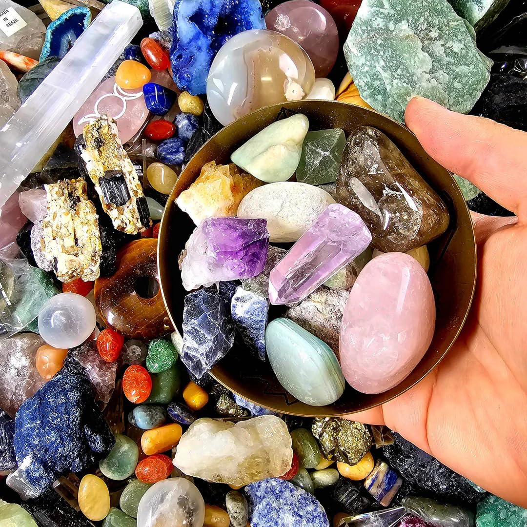 View 1 of 1Lb?200PCs +? Mystery Crystals and Healing Stones, Natural Healing Crystals Surprise Gift Set for Meditation, Reiki, Home Decor