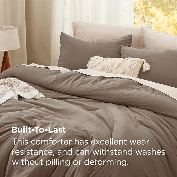 BEDSURE CALIFORNIA KING COMFORTER SET, BROWN SOFT PREWASHED BEDDING FOR ALL SEASONS, 3 PIECES GENTLESOFT™ BED SET, 1 LIGHTWEIGHT COMFORTER (104″X96″) AND 2 PILLOWCASES (20″X36″)
