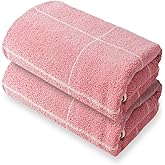 Lyntrique Pink Bath Towels - Set of 2 Made Cotton 27x55 Inches Highly Absorbent for Bathroom (Rectilinea)