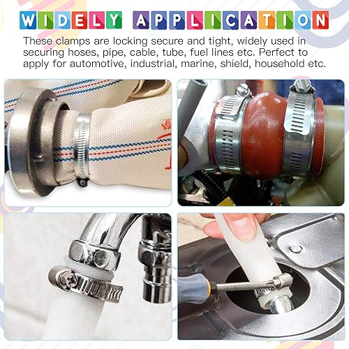 Uxcell 8 Pcs Hose Clamps, 3.3-4.25 Inch 304 Stainless Steel Adjustable Worm Gear Hose Clamp For Plumbing Automotive Hose Fuel Line Pipe Clamps, Silver - View #4