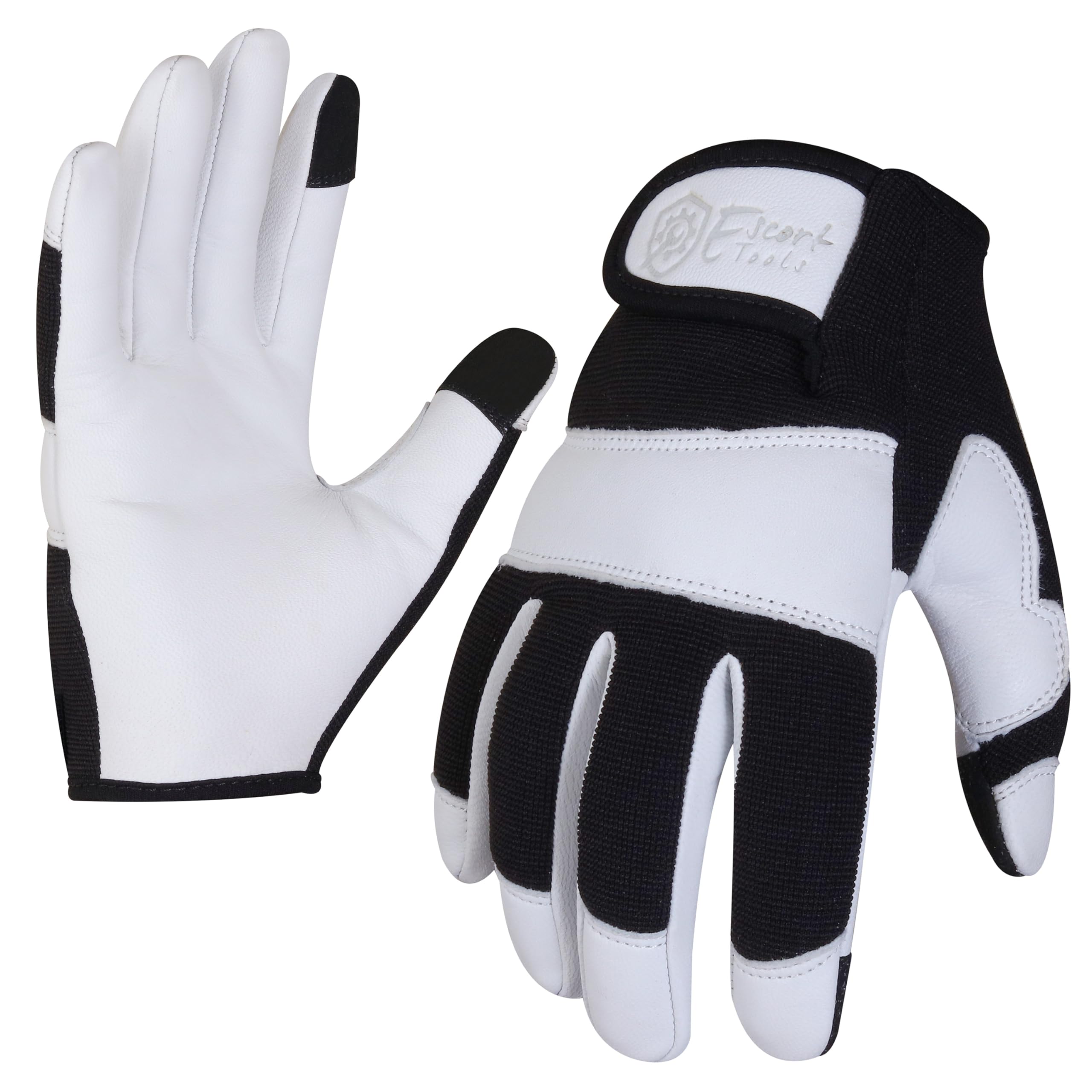 Escort Tools® Heavy Duty Leather Gardening Work Gloves, Thorn Proof, Touch Screen, Utility Safety Working Gloves Breathable, Tear Resistant, High Dexterity Mechanic Gloves Unisex (Black, XL)