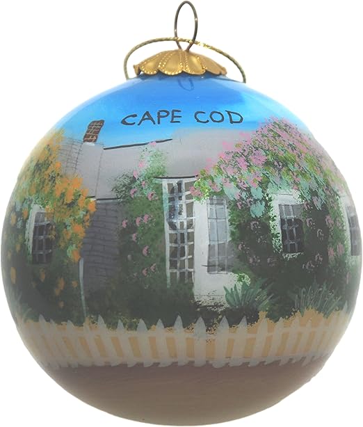 Amazon Com Hand Painted Glass Christmas Ornament Rose Cottage