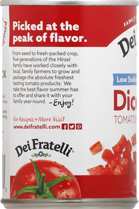 Dei fratelli diced tomatoes, low sodium 14.5oz (070900502003)