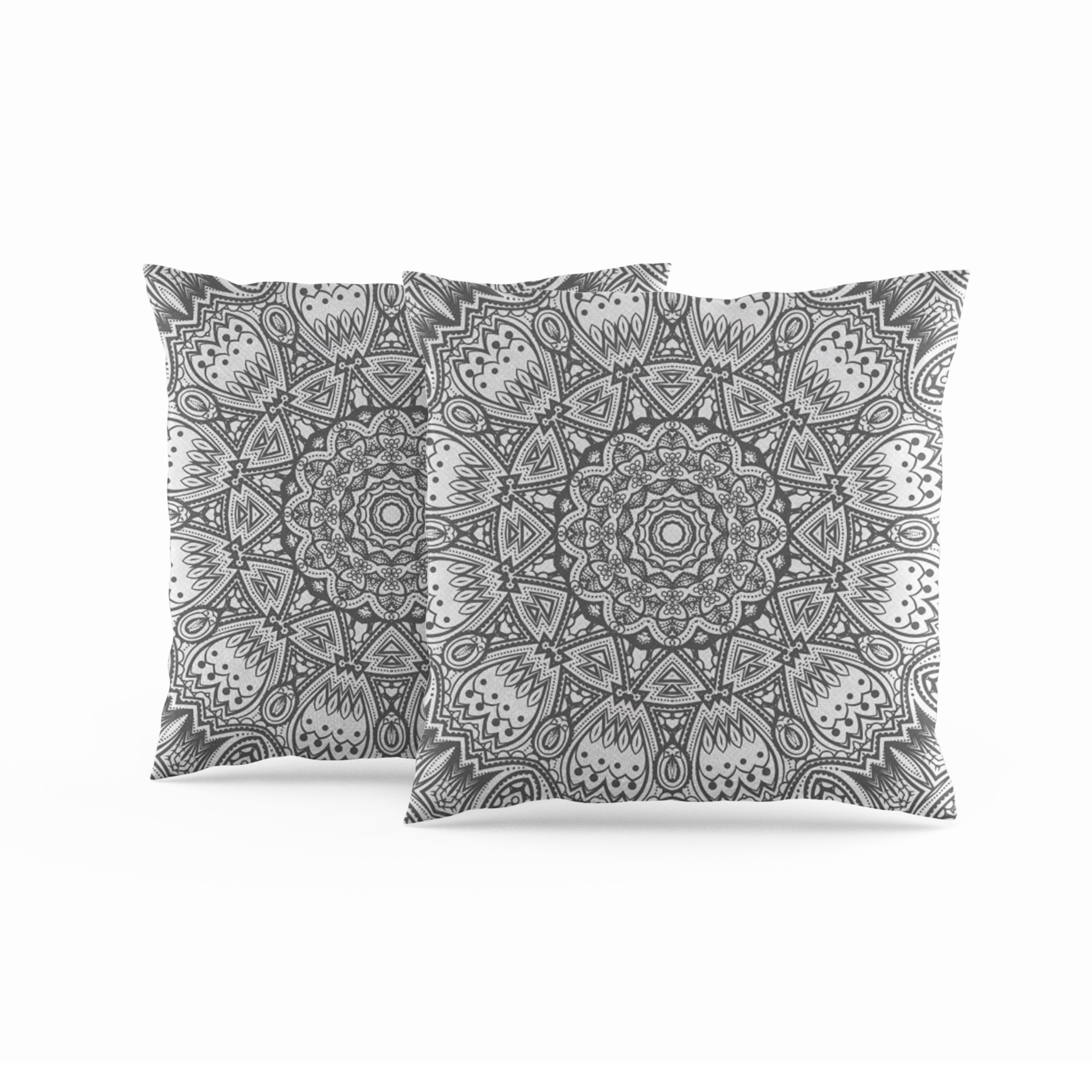 ggaimwf Moroccan Cushion Covers 60x60cm Grey Ethnic Boho Cushions Indian Style Abstract Mandala Arabesque Meditation Hippie Modern Throw Pillow Cover for Sofa Living Room Bed Pillowcase Set of 2