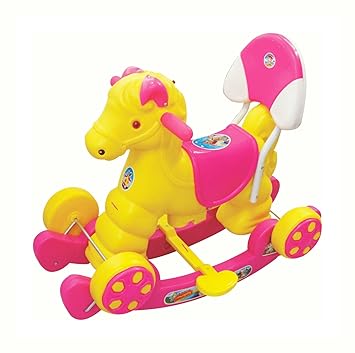 eHomeKart Funride Kids Musical Baby Horse 2-in-1Rocker/Ride-on with Backrest (Pink)