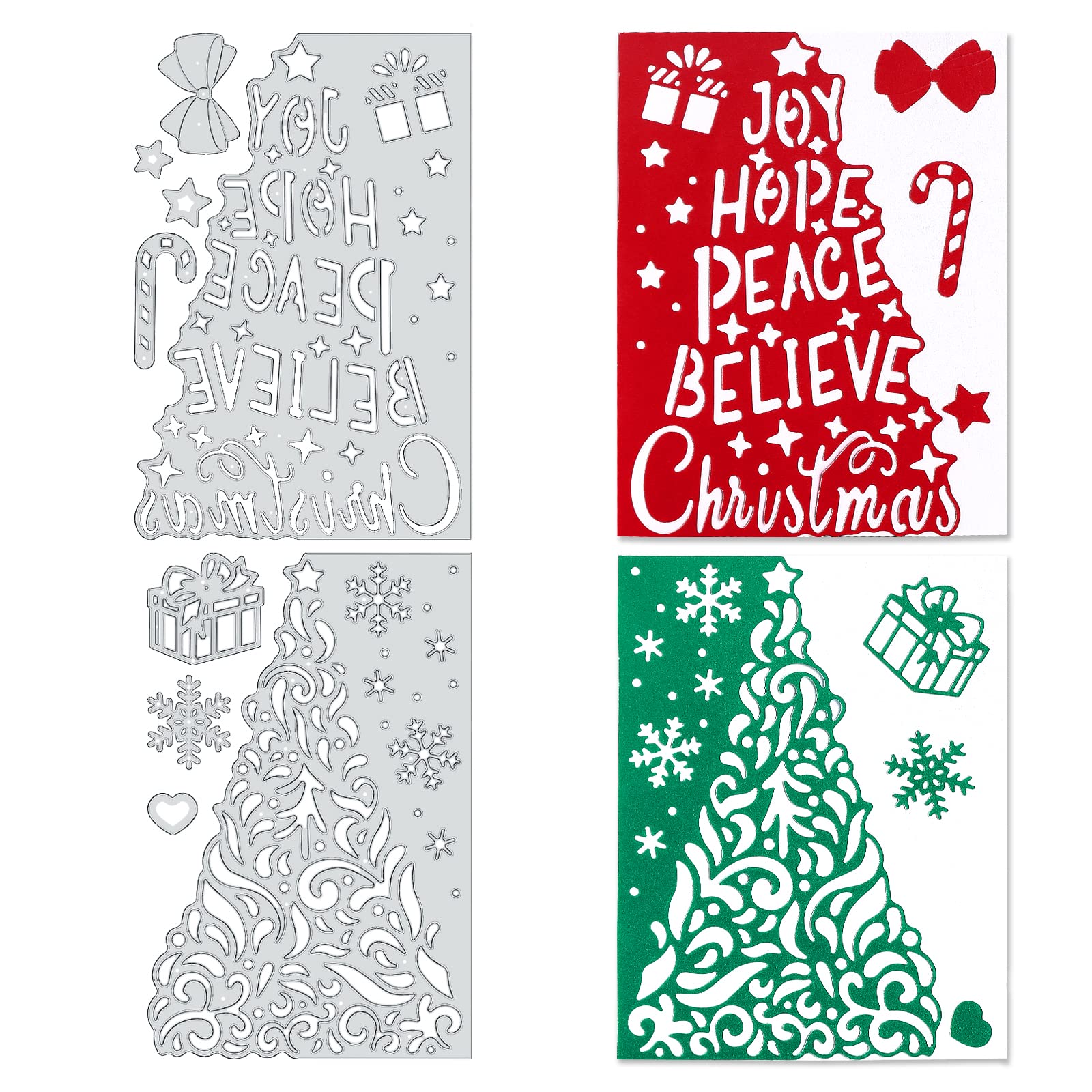 ORIGACH 2Pcs Christmas Tree Metal Die Cuts Embossing Die Cuts Template for Christmas DIY Card Making Photo Album Scrapbooking Stamp Arts Crafts Decorative