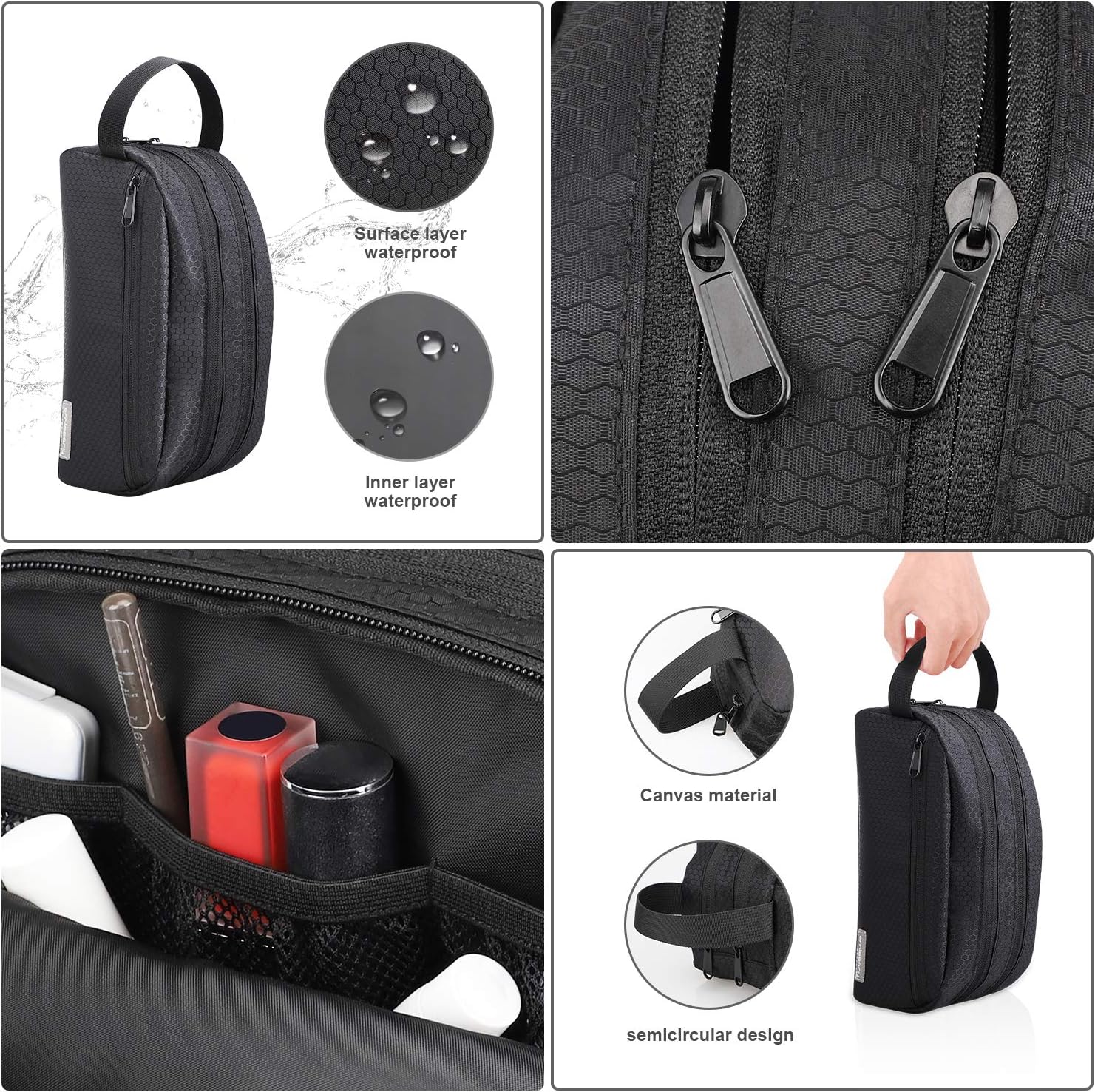 emissary Nylon Men's Toiletry Bag - Large Waterproof Shower Bag - Travel Toiletries Bag - Dopp Kitt for Men - Toiletry Bag for Men and Women - Shaving Bag for Men Travel (Black Water-Resistant)