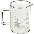 EISCO Premium Hand Crafted Beaker Mug, Thick Borosilicate 3.3 Glass, 16.9oz (500mL) Capacity - Large Size - Pint Glass or Cof